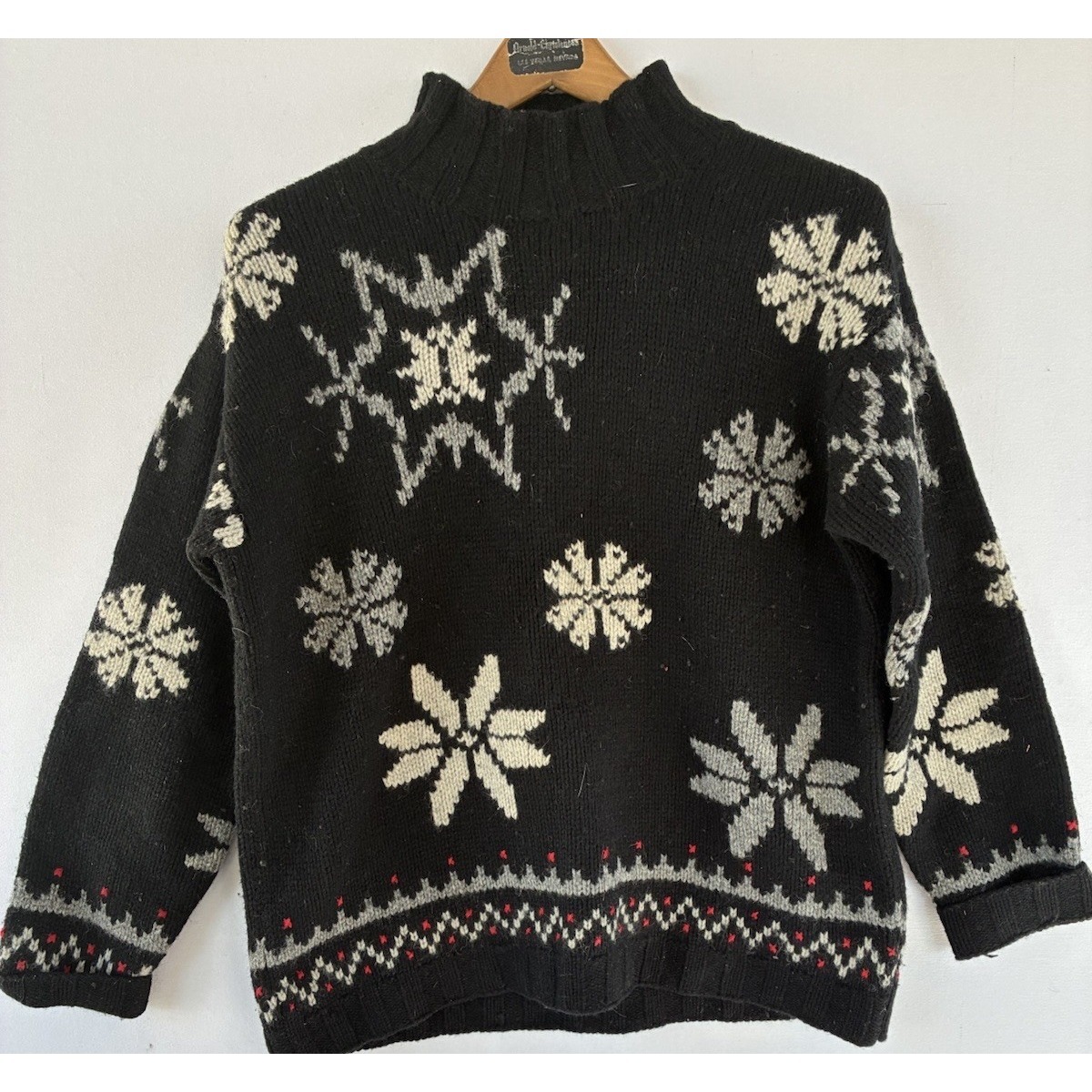 Vtg The Limited America Collection Knit By Hand Black Cable Women Medium Holiday